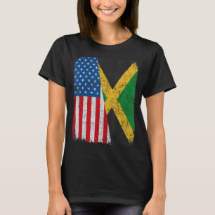 Jamaicaanse Amerikaanse vlag Half USA Jamaica Root T-shirt