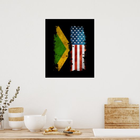 Jamaicaanse Amerikaanse vlag Jamaica Usa Poster (Keuken)