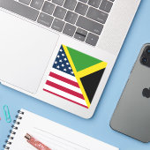 Jamaicaanse Amerikaanse vlag | Jamaica Verenigde S Sticker (Laptop met iPhone)