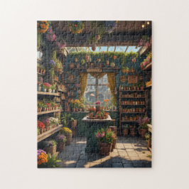 Jamaicaanse bloemenwinkel binnen interessant legpuzzel