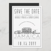 Jamaicaanse bruiloft gestileerde skyline save the  kaart (Voorkant / Achterkant)