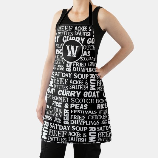 Jamaicaanse chef-kok Monogrammed Kitchen Schort (Insitu)