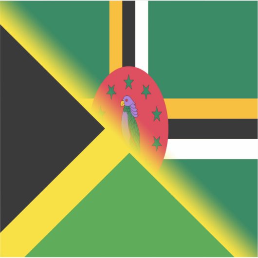 Jamaicaanse Dominicaanse vlag | Half Jamaica Domin Sticker (Voorkant)
