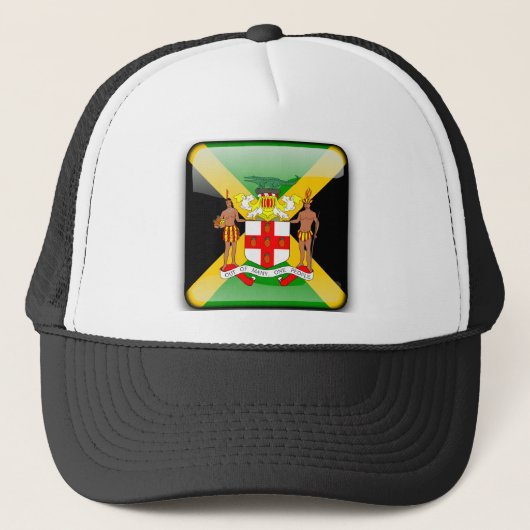 Jamaicaanse glanzende vlag trucker pet (Voorkant)