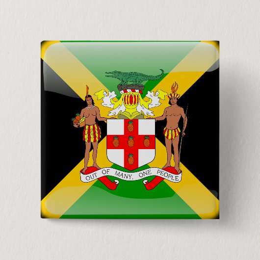 Jamaicaanse glanzende vlag vierkante button 5,1 cm (Voorkant)