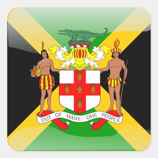 Jamaicaanse glanzende vlag vierkante sticker (Voorkant)