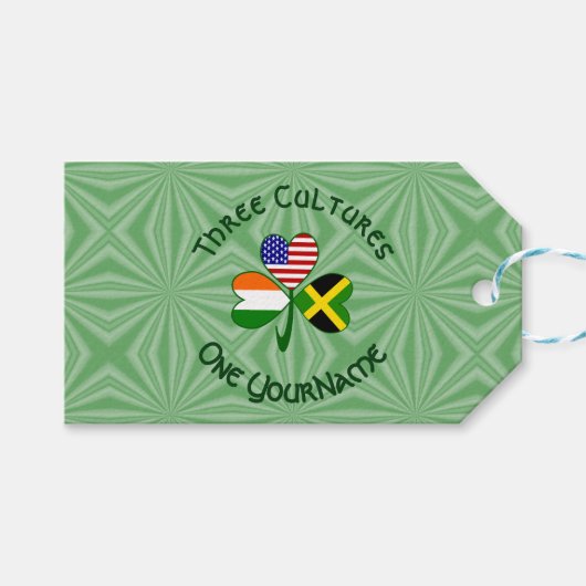 Jamaicaanse Iers-Amerikaanse Shamrock Vlag Geperso Cadeaulabel (Voorkant (Horizontaal))
