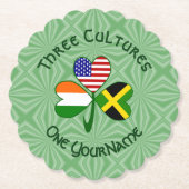 Jamaicaanse Iers-Amerikaanse Shamrock Vlag Geperso Kartonnen Onderzetters (Voorkant)
