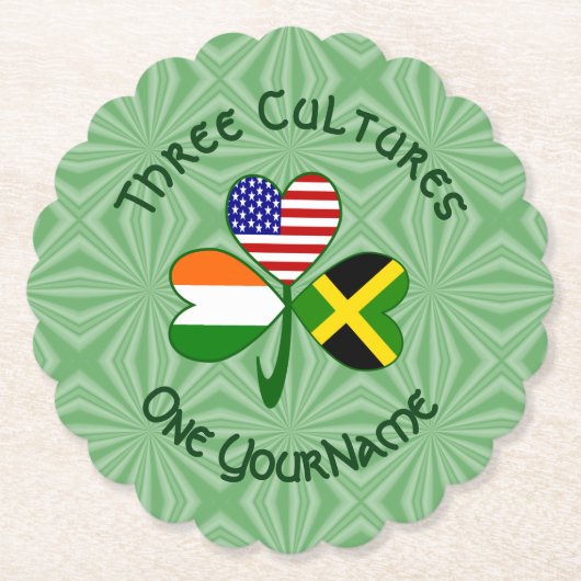 Jamaicaanse Iers-Amerikaanse Shamrock Vlag Geperso Kartonnen Onderzetters (Voorkant)
