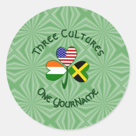 Jamaicaanse Iers-Amerikaanse Shamrock Vlag Geperso Ronde Sticker