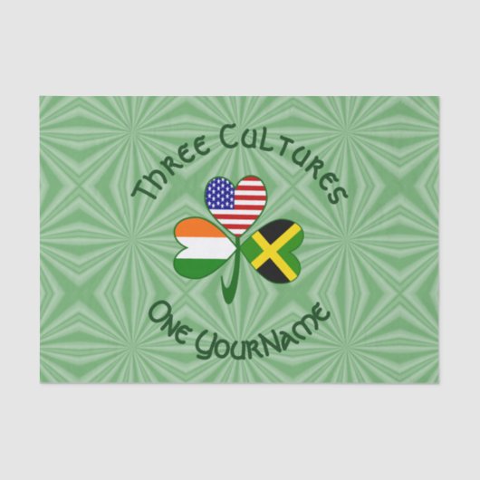 Jamaicaanse Iers-Amerikaanse Shamrock Vlag Geperso Tissuepapier (Voorkant)