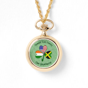 Jamaicaanse Ierse Amerikaanse Vlaggen Shamrock Jou Horloge