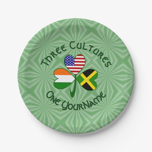 Jamaicaanse Ierse USA Vlaggen Shamrock gepersonali Papieren Bordje (Voorkant)