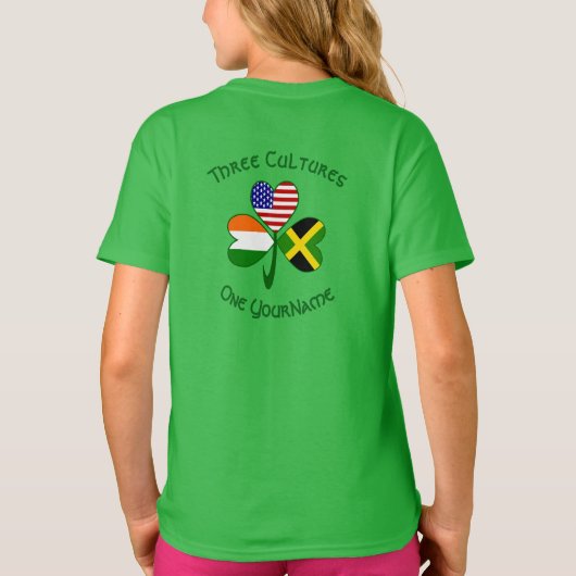 Jamaicaanse Ierse USA Vlaggen Shamrock gepersonali T-shirt (Achterkant)