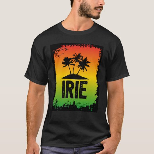 Jamaicaanse IRIE tropische palmbomen Rasta kleuren T-shirt (Voorkant)
