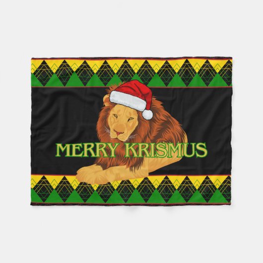 Jamaicaanse kerstleeuw fleece deken (Voorkant (Horizontaal))