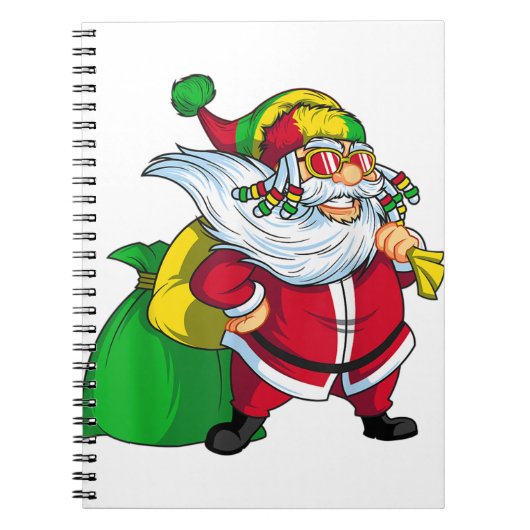 Jamaicaanse kerstman rasta santa claus rastafarian notitieboek (Voorkant)