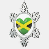 Jamaicaanse kerstversiering: Jamaican Flag Heart Tin Sneeuwvlok Ornament (Rechts)