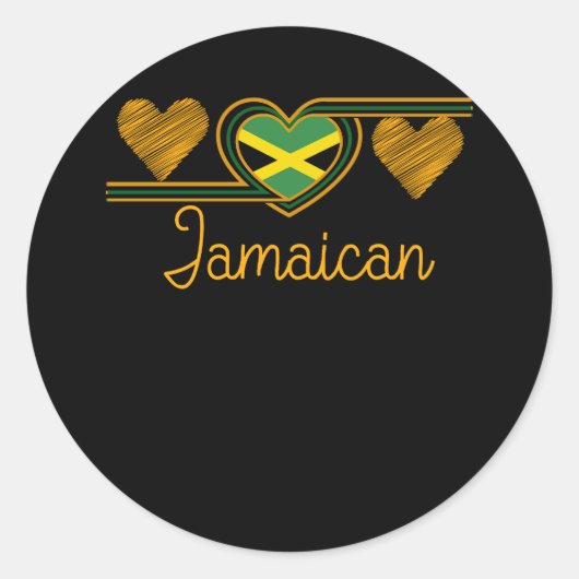 Jamaicaanse liefde Jamaicaanse vlag drie hart in J Ronde Sticker (Voorkant)