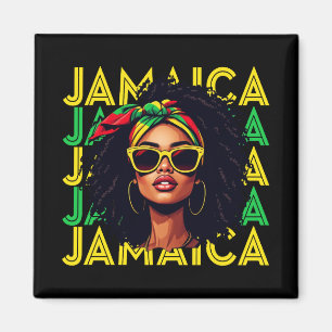 Jamaicaanse Meisje Jamaica Vlag Trotse Jamaicaanse Magneet
