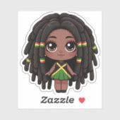 Jamaicaanse Meisje met Dreadlocks Sticker (Vel)