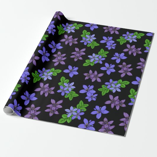 Jamaicaanse Paarse Lignum Vitae Bloemen Cadeaupapier (Uitgerold)