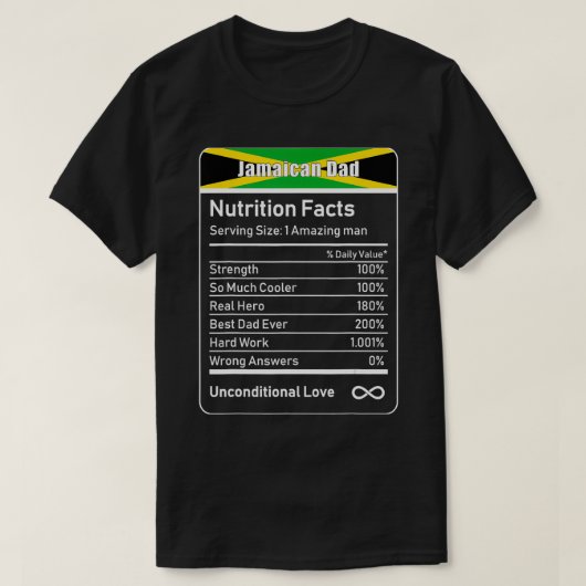 Jamaicaanse papa Voeding Feiten Vaderdag T-shirt (Design voorkant)