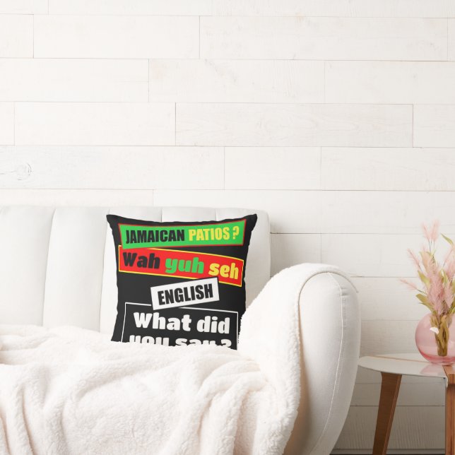 Jamaicaanse patois "Wah Yuh Seh" Rasta typografie Kussen (Bank)