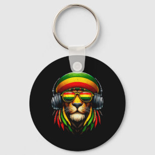 Jamaicaanse Pride Rasta Reggae Lion met muziek hoo Sleutelhanger