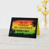 Jamaicaanse Rasta Patois Gelukkig Kerstmis Kaart (Gele Bloem)