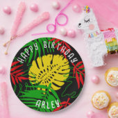 Jamaicaanse Rasta Reggae Tropical Leaves Verjaarda Papieren Bordje (Feest)