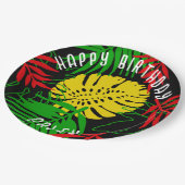 Jamaicaanse Rasta Reggae Tropical Leaves Verjaarda Papieren Bordje (Gekanteld)