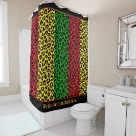 Jamaicaanse Rasta Rood Geel Groen Leopard Print Douchegordijn