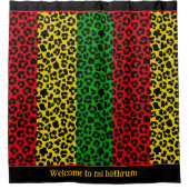 Jamaicaanse Rasta Rood Geel Groen Leopard Print Douchegordijn (Voorkant)