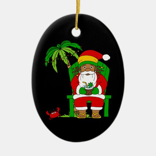 Jamaicaanse Rasta Santa Claus Kerstmis Keramisch Ornament (Voorkant)