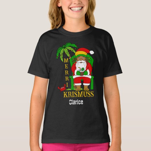 Jamaicaanse Rasta Santa Claus Kerstvakantie T-shirt (Voorkant)