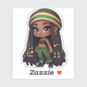 Jamaicaanse rasta schattig chibi meisje sticker (Vel)
