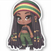 Jamaicaanse rasta schattig chibi meisje sticker (Voorkant)