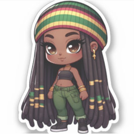 Jamaicaanse rasta schattig chibi meisje sticker