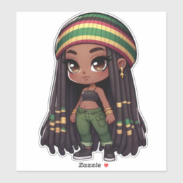 Jamaicaanse rasta schattig chibi meisje sticker