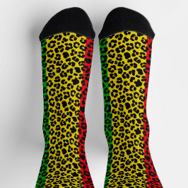 Jamaicaanse Rasta Vlag Kleuren Leopard Print Sokken