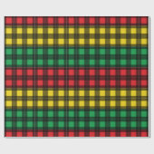 Jamaicaanse Rasta Vlag Kleuren Schotse Ruit Patroo Cadeaupapier (Vlak)