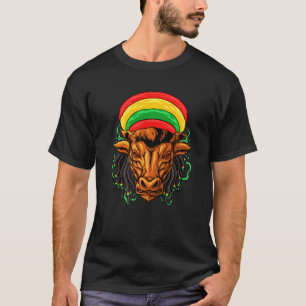 Jamaicaanse Rastafari Reggae Retro Koe T-shirt