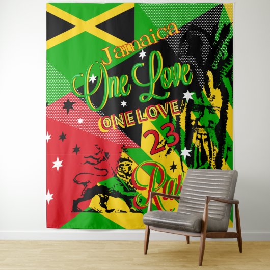 Jamaicaanse Reggae Party Tapestry Wandkleed (In situ)