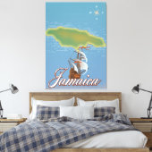 Jamaicaanse reis eiland kaart canvas afdruk (Insitu (Slaapkamer))