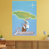 Jamaicaanse reis eiland kaart canvas afdruk (Insitu (Woonkamer))