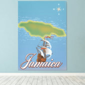 Jamaicaanse reis eiland kaart canvas afdruk (Insitu (Houten vloer))