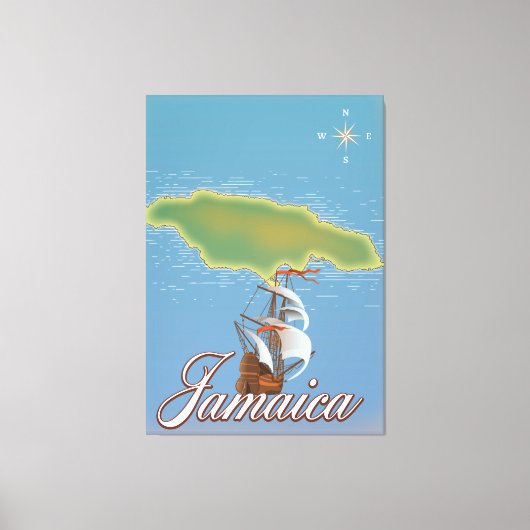 Jamaicaanse reis eiland kaart canvas afdruk (Voorkant)