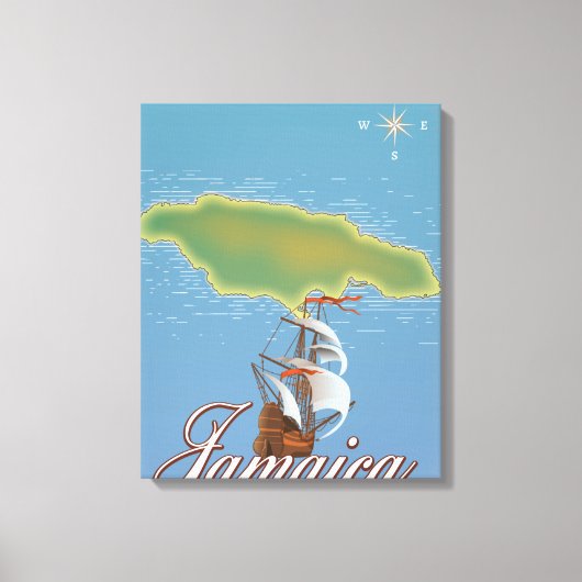 Jamaicaanse reis eiland kaart canvas afdruk (Voorkant)