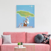 Jamaicaanse reis eiland kaart canvas afdruk (Insitu (Woonkamer))